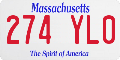 MA license plate 274YL0