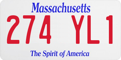 MA license plate 274YL1