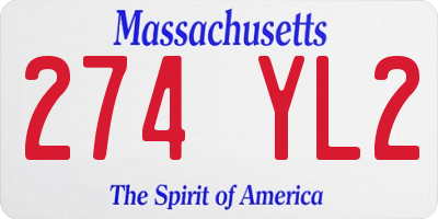 MA license plate 274YL2
