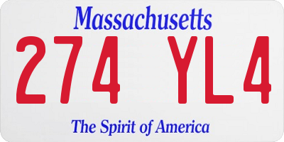MA license plate 274YL4