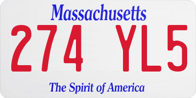 MA license plate 274YL5