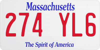 MA license plate 274YL6