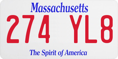 MA license plate 274YL8