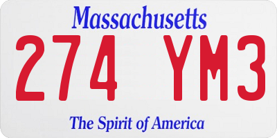 MA license plate 274YM3