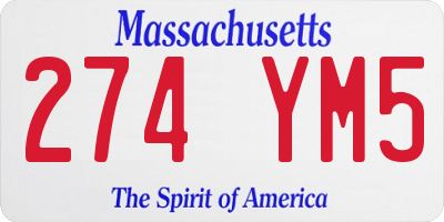 MA license plate 274YM5