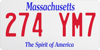 MA license plate 274YM7