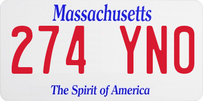 MA license plate 274YN0