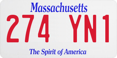 MA license plate 274YN1
