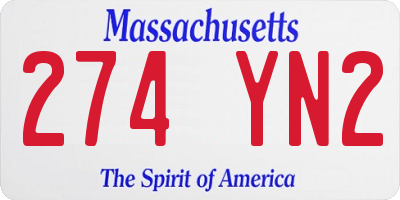 MA license plate 274YN2