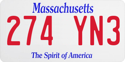 MA license plate 274YN3