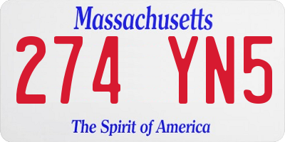 MA license plate 274YN5