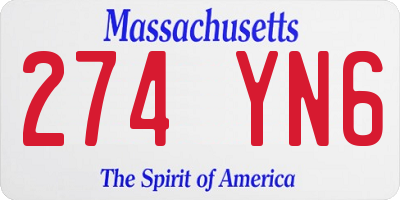 MA license plate 274YN6