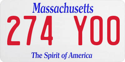 MA license plate 274YO0
