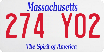 MA license plate 274YO2