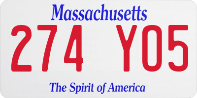 MA license plate 274YO5