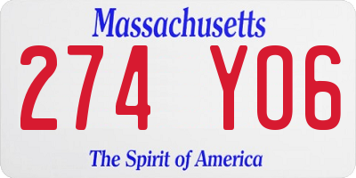 MA license plate 274YO6