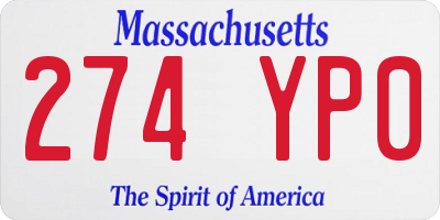 MA license plate 274YP0
