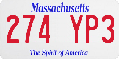 MA license plate 274YP3
