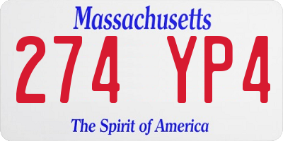 MA license plate 274YP4