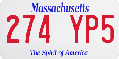 MA license plate 274YP5