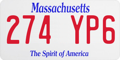 MA license plate 274YP6