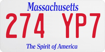 MA license plate 274YP7