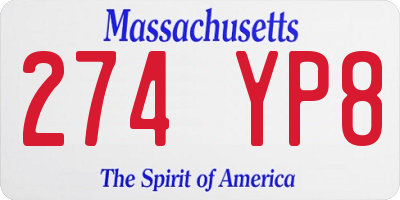 MA license plate 274YP8