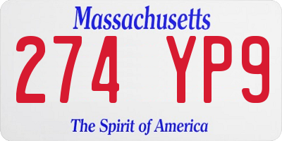 MA license plate 274YP9