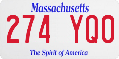 MA license plate 274YQ0