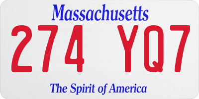 MA license plate 274YQ7