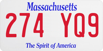 MA license plate 274YQ9