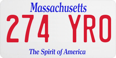 MA license plate 274YR0