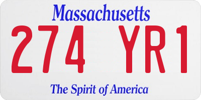 MA license plate 274YR1