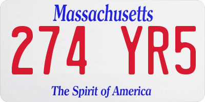 MA license plate 274YR5