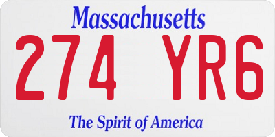 MA license plate 274YR6