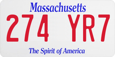 MA license plate 274YR7