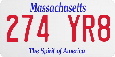 MA license plate 274YR8