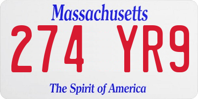 MA license plate 274YR9