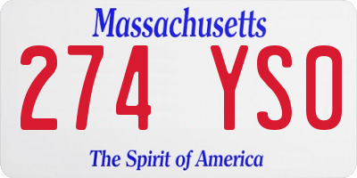 MA license plate 274YS0