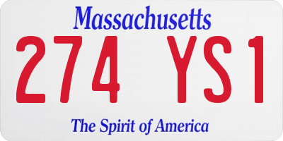 MA license plate 274YS1