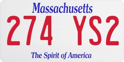 MA license plate 274YS2