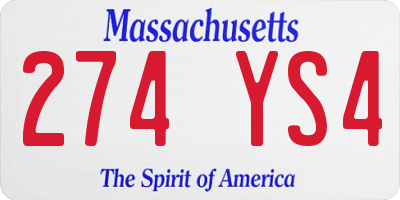 MA license plate 274YS4