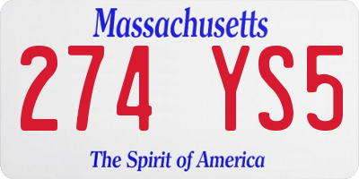 MA license plate 274YS5