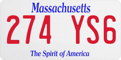MA license plate 274YS6