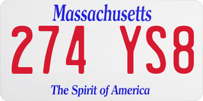 MA license plate 274YS8