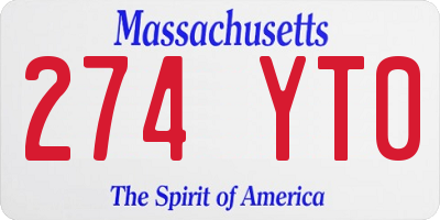 MA license plate 274YT0