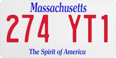 MA license plate 274YT1