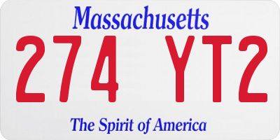 MA license plate 274YT2