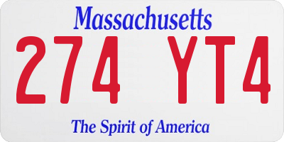 MA license plate 274YT4