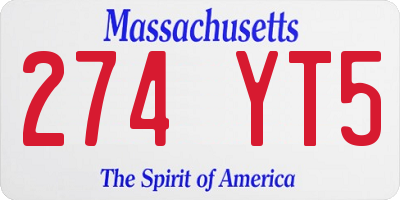 MA license plate 274YT5